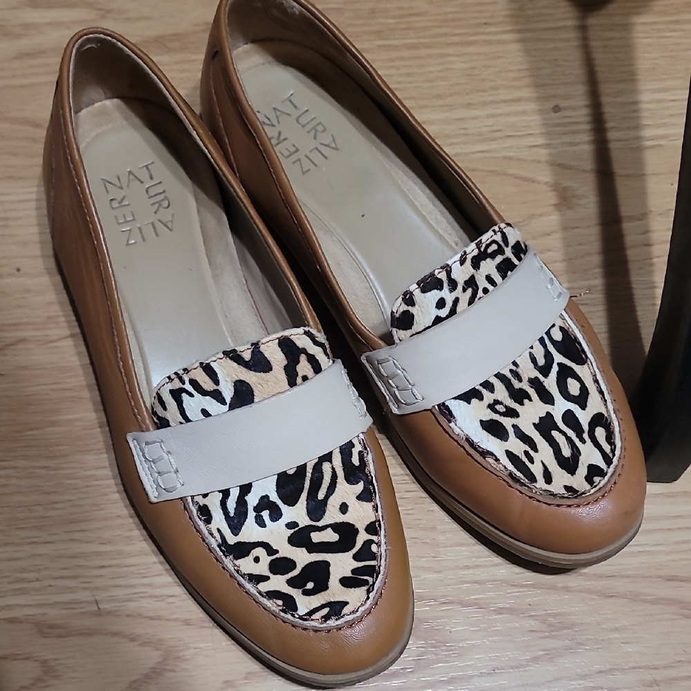 Naturalizer Women's Leopard Print Loafers - Tan and Cream